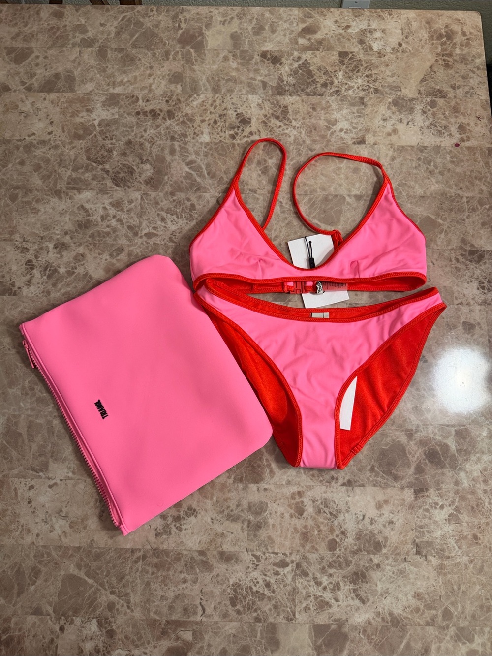 triangl swimwear Pink and Red Bikini Set with Tag